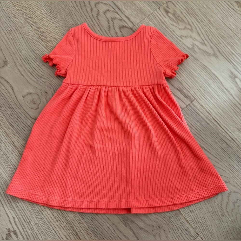Cat & Jack Toddler Girl Bright Coral Ribbed Short Sleeve Dress